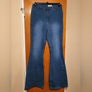 Swank A Posh Medium Wash Bing High Waist Stretchy Bell Bottom Jeans, Size 20 (2x